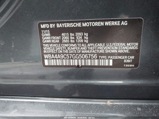 Продажа на аукционе авто 2016 Bmw 428i Gran Coupe, vin: WBA4A9C57GG506756, номер лота: 45249489