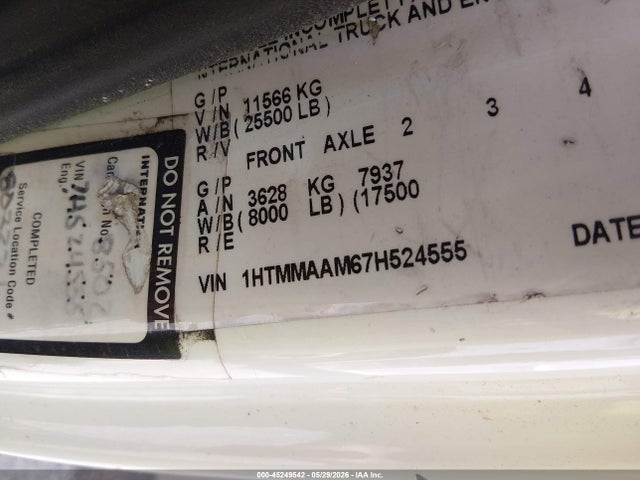Продаж на аукціоні авто 2007 International 4000 4300, vin: 1HTMMAAM67H524555, номер лоту: 45249542