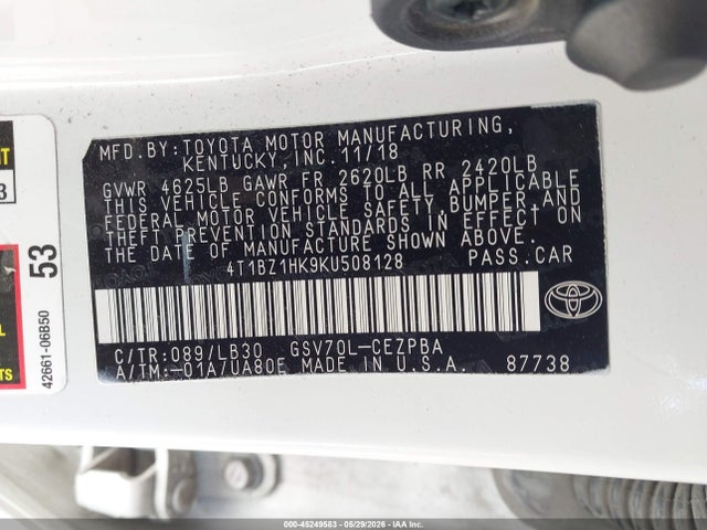 4T1BZ1HK9KU508128 Toyota Camry Xse V6
