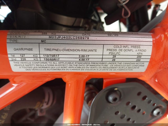 KTM 390 Duke 2020 MD2JPJ402LC268979 Image 10