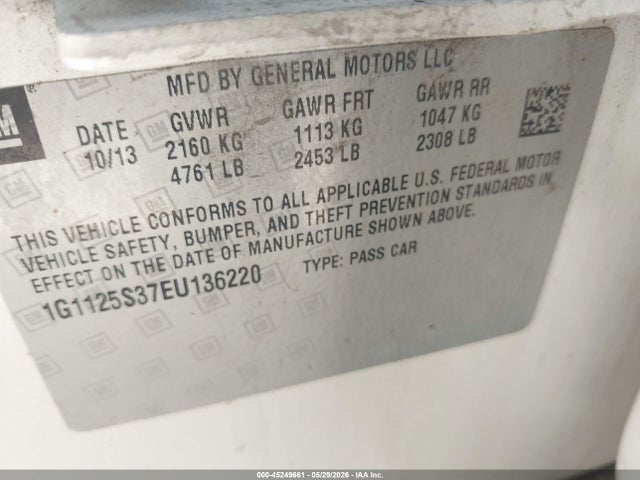 Aukcja sprzedaży 2014 Chevrolet Impala 2lt, vin: 1G1125S37EU136220, numer aukcji: 45249661