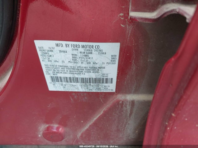 Aukcja sprzedaży 2008 Ford Edge Sel, vin: 2FMDK38CX8BA09113, numer aukcji: 45249729