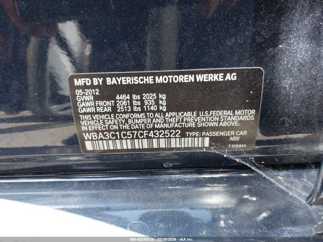 Aukcja sprzedaży 2012 Bmw 328i, vin: WBA3C1C57CF432522, numer aukcji: 45249735