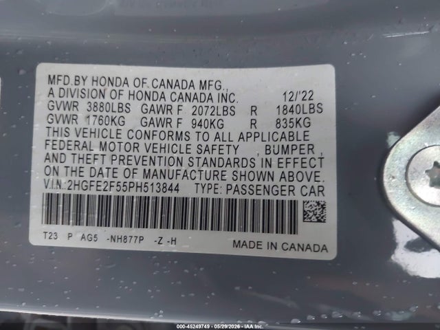 Honda Civic Sport 2023 2HGFE2F55PH513844 Image 8