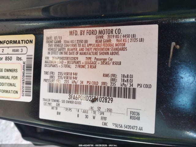 Продажа на аукционе авто 2014 Ford Fusion Se, vin: 3FA6P0HD2ER102829, номер лота: 45249758