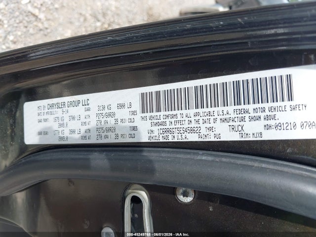 45249768 :رقم المزاد ، 1C6RR6GT5ES458622 vin ، 2014 Ram 1500 Big Horn مزاد بيع