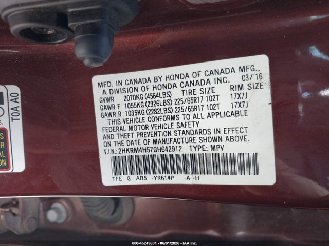 Honda CR-V EX 2016 2HKRM4H57GH642912 Image 9