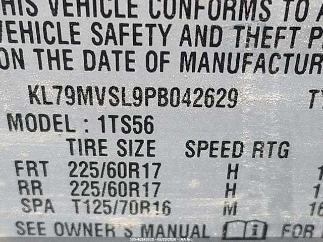 2023 Chevrolet Trailblazer Fwd Activ მანქანა იყიდება აუქციონზე, vin: KL79MVSL9PB042629, აუქციონის ნომერი: 45249828