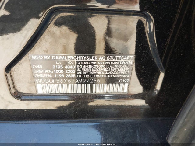 Aukcja sprzedaży 2007 Mercedes-benz E 350, vin: WDBUF56X67A997266, numer aukcji: 45249837