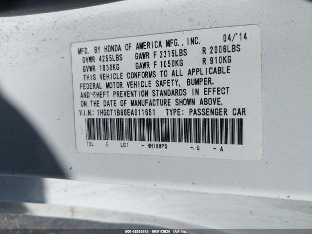 Honda Accord Ex-l 2014 1HGCT1B86EA011651 Image 9