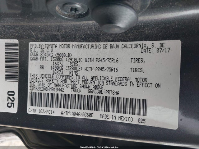 Toyota Tacoma Sr5 2017 3TMBZ5DN0HM010442 Image 9