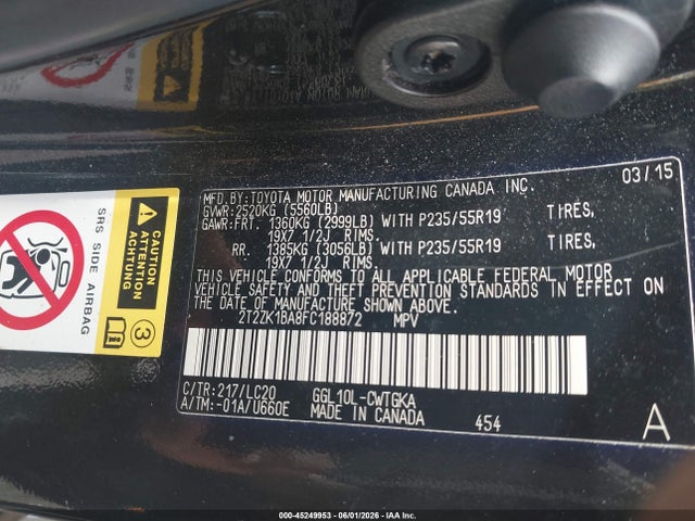 Продажа на аукционе авто 2015 Lexus Rx 350, vin: 2T2ZK1BA8FC188872, номер лота: 45249953