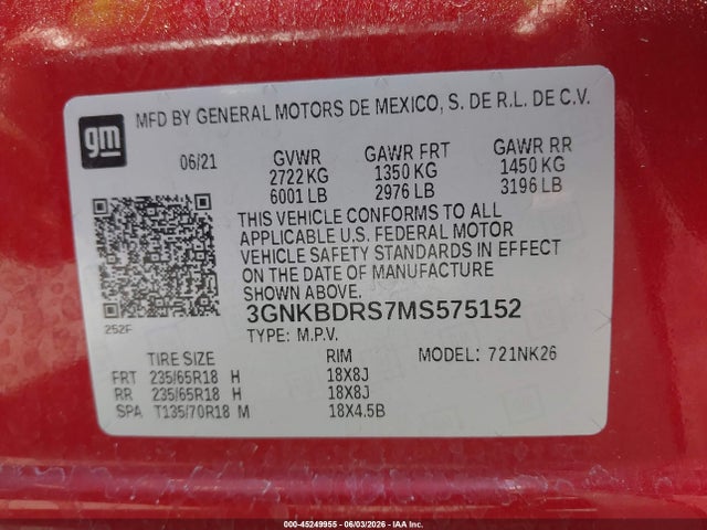 Chevrolet Blazer Fwd 3lt 2021 3GNKBDRS7MS575152 Image 9