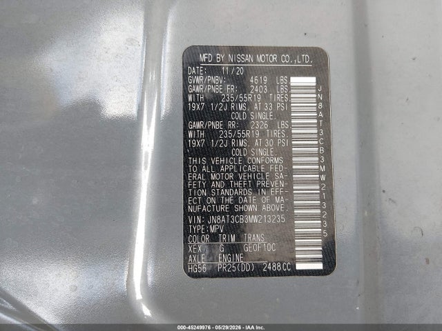 Продаж на аукціоні авто 2021 Nissan Rogue Sl Intelligent Awd, vin: JN8AT3CB3MW213235, номер лоту: 45249976