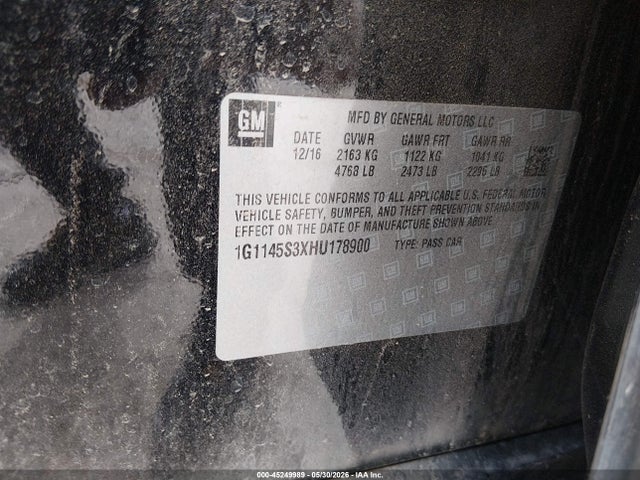 Chevrolet IMPALA 2LZ 2017 1G1145S3XHU178900 Image 9