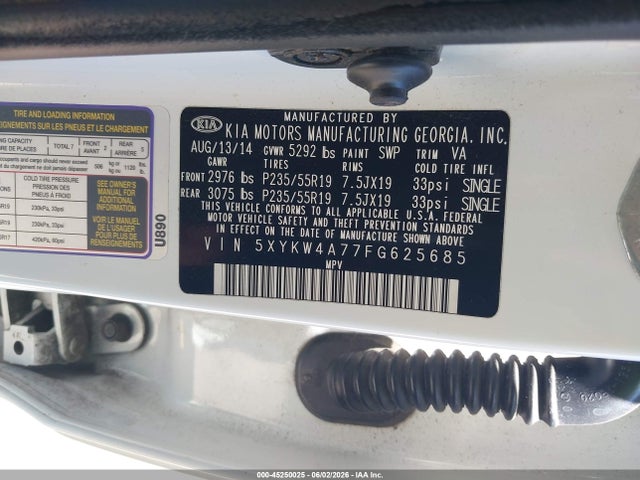 KIA Sorento Sx V6 2015 5XYKW4A77FG625685 Image 9