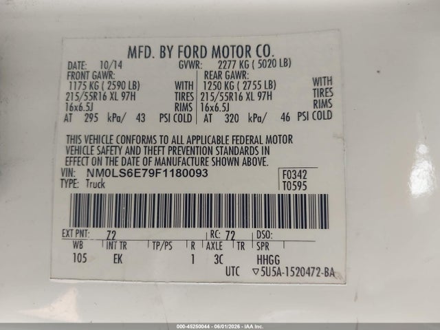 NM0LS6E79F1180093 Ford Transit Connect Xl