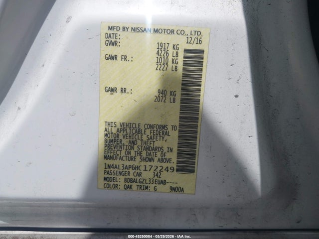 1N4AL3AP6HC172249 Nissan Altima 2.5 S