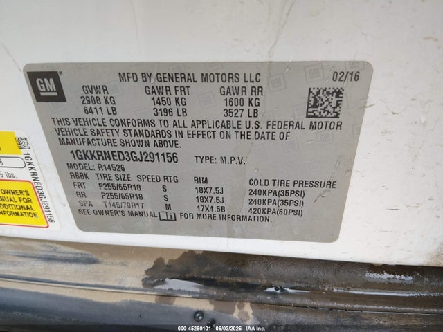 GMC Acadia Sle-1 2016 1GKKRNED3GJ291156 Image 9