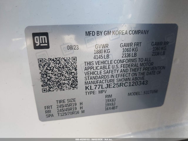 KL77LJE25RC120343 Chevrolet Trax Fwd 2rs