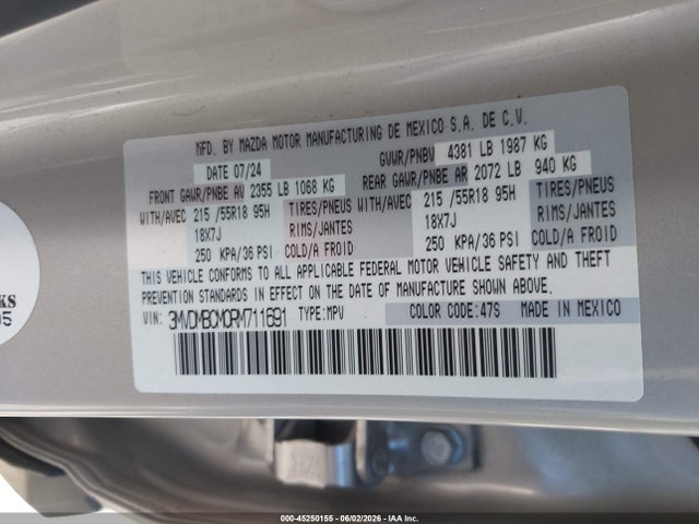 Aukcja sprzedaży 2024 Mazda Cx-30 2.5 S Preferred Package, vin: 3MVDMBCM0RM711691, numer aukcji: 45250155