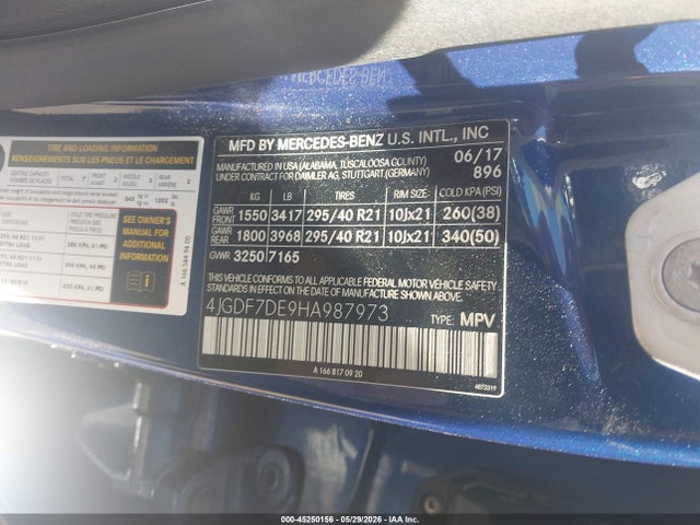 Продажа на аукционе авто 2017 Mercedes-benz Gls 550 4matic, vin: 4JGDF7DE9HA987973, номер лота: 45250156
