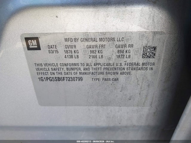 Продаж на аукціоні авто 2015 Chevrolet Cruze Ltz, vin: 1G1PG5SB6F7230799, номер лоту: 45250213
