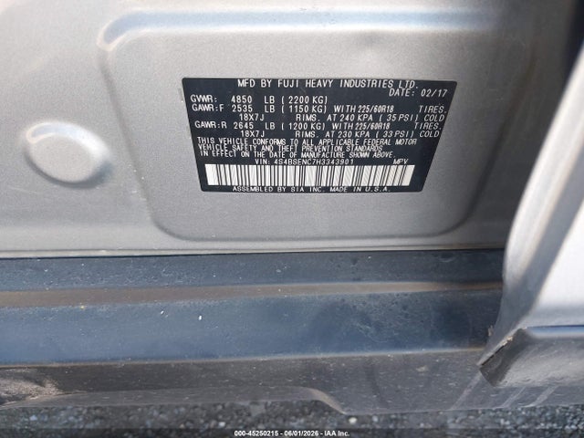 45250215 :رقم المزاد ، 4S4BSENC7H3343901 vin ، 2017 Subaru Outback 3.6r Limited مزاد بيع