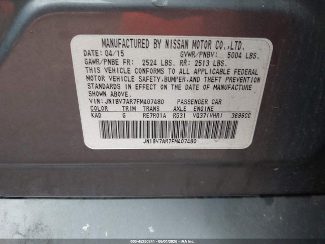 Продаж на аукціоні авто 2015 Infiniti Q50 Premium, vin: JN1BV7AR7FM407480, номер лоту: 45250241