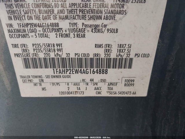 Aukcja sprzedaży 2010 Ford Taurus Sel, vin: 1FAHP2EW4AG164888, numer aukcji: 45250269