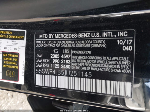 55SWF4JB5JU251145 Mercedes-Benz C 300