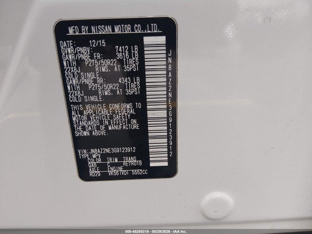 Продажа на аукционе авто 2016 Infiniti Qx80, vin: JN8AZ2NE3G9123912, номер лота: 45250319