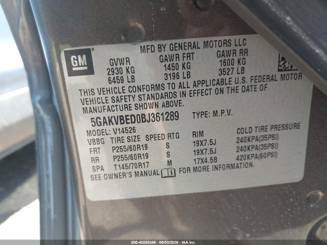 Продажа на аукционе авто 2011 Buick Enclave 1xl, vin: 5GAKVBED0BJ361289, номер лота: 45250346