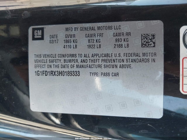 Chevrolet Camaro 2lt 2017 1G1FD1RX3H0189333 Image 9
