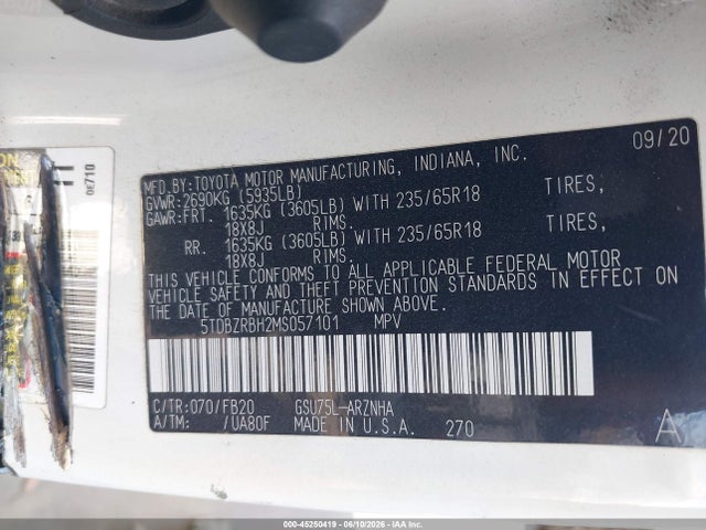 Toyota Highlander Le 2021 5TDBZRBH2MS057101 Image 9