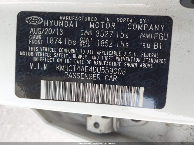 Aukcja sprzedaży 2013 Hyundai Accent Gls, vin: KMHCT4AE4DU559003, numer aukcji: 45250422