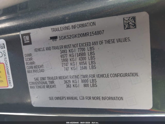 GMC Yukon Xl 4wd Slt 2021 1GKS2GKD0MR154807 Image 9