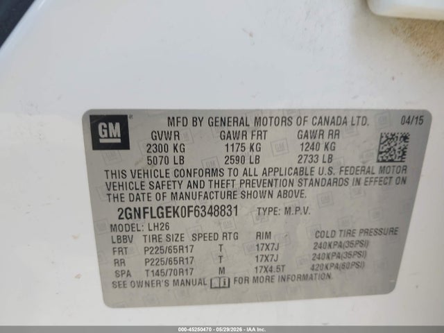 Chevrolet Equinox 2lt 2015 2GNFLGEK0F6348831 Image 9