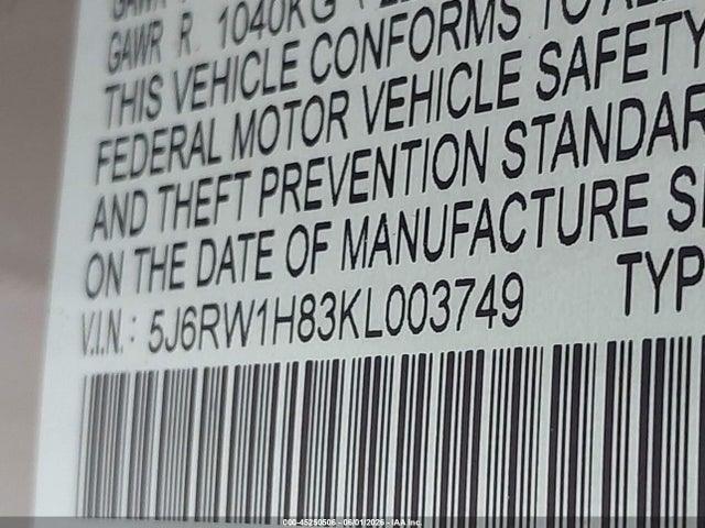 Honda Cr-v Ex-l 2019 5J6RW1H83KL003749 Image 9