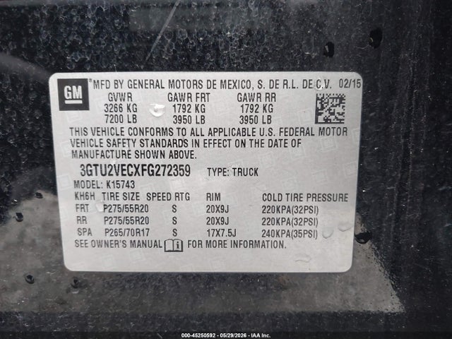 3GTU2VECXFG272359 GMC Sierra 1500 Slt
