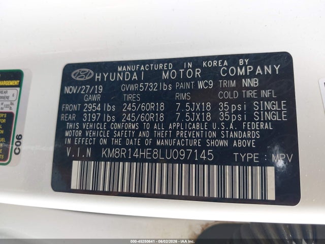 Продажа на аукционе авто 2020 Hyundai Palisade Se, vin: KM8R14HE8LU097145, номер лота: 45250641