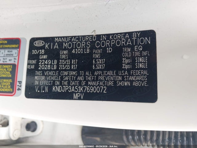 Aukcja sprzedaży 2019 Kia Soul +, vin: KNDJP3A51K7690072, numer aukcji: 45250692