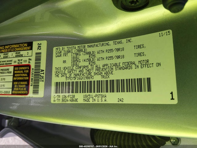 5TFEY5F16GX198693 Toyota Tundra Sr5 5.7l V8