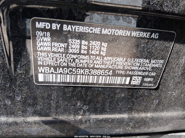 BMW 530e Iperformance 2019 WBAJA9C59KB388654 Image 9