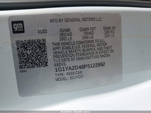 Aukcja sprzedaży 2023 Chevrolet Corvette Stingray Rwd  1lt, vin: 1G1YA2D48P5122992, numer aukcji: 45250710