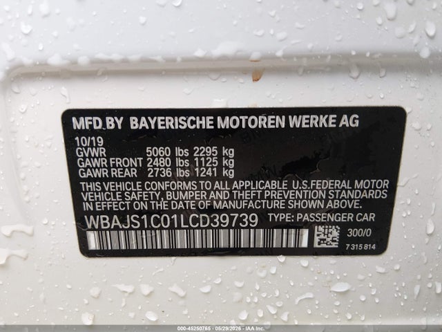 Продажа на аукционе авто 2020 Bmw 540i, vin: WBAJS1C01LCD39739, номер лота: 45250765