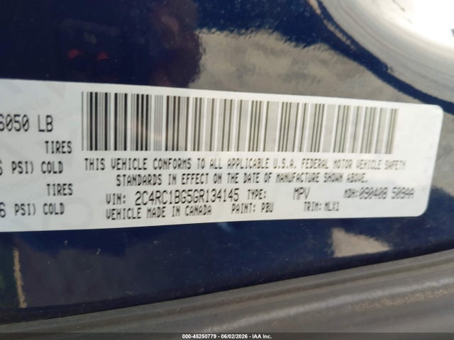 Aukcja sprzedaży 2016 Chrysler Town & Country Touring, vin: 2C4RC1BG5GR134145, numer aukcji: 45250779