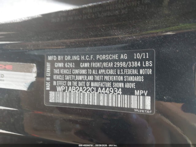 Aukcja sprzedaży 2012 Porsche Cayenne S, vin: WP1AB2A22CLA44934, numer aukcji: 45250791