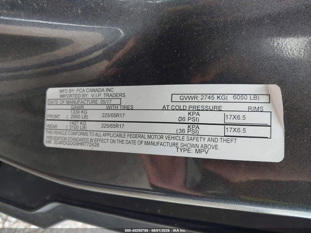 Продаж на аукціоні авто 2017 Dodge Grand Caravan Crew, vin: 2C4RDGDG9HR772428, номер лоту: 45250795