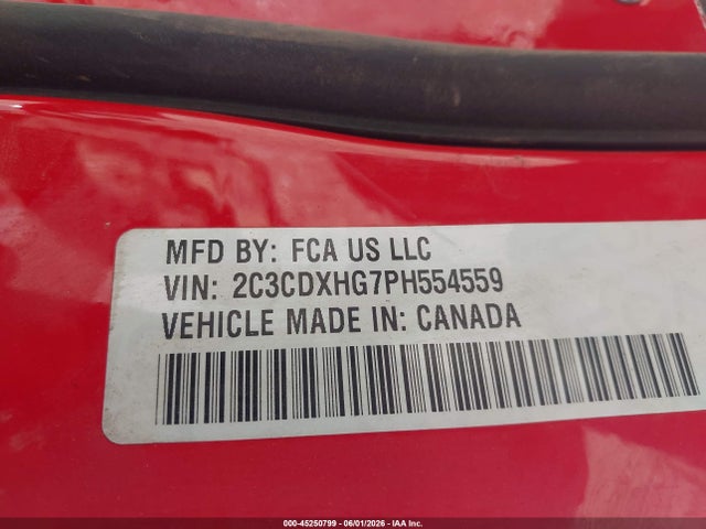 45250799 :رقم المزاد ، 2C3CDXHG7PH554559 vin ، 2023 Dodge Charger Gt مزاد بيع